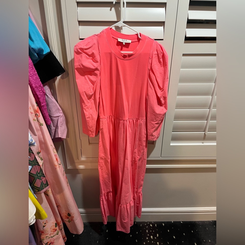 Sea Puff Sleeve Dress